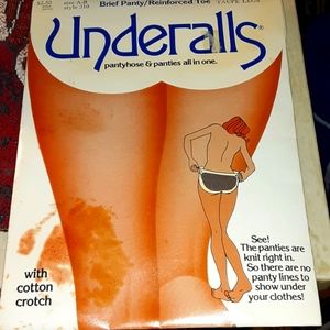 1981 VINTAGE UNDERALLS BRIEF PANTY/REINFORCED TOE PANTYHOSE NEW IN PACKAGE